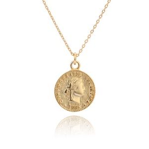 Roman coin necklace pendant chic dainty gold